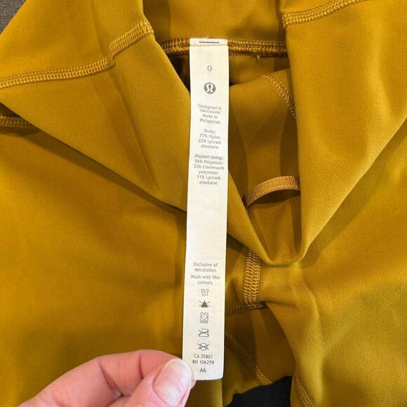 Lululemon Mustard Yellow High Rise Bike Shorts, Size 0 - Picture 2 of 7